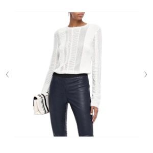 White open knit Equipment femme long slv sweater M
